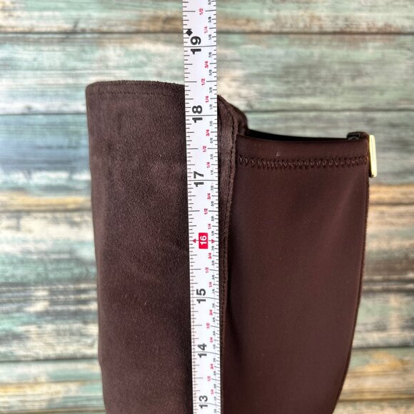 ROCKPORT Knee High Boot Womens 9.5M Brown Suede Stretch Calf Panel Pull On Wedge - Picture 8 of 15